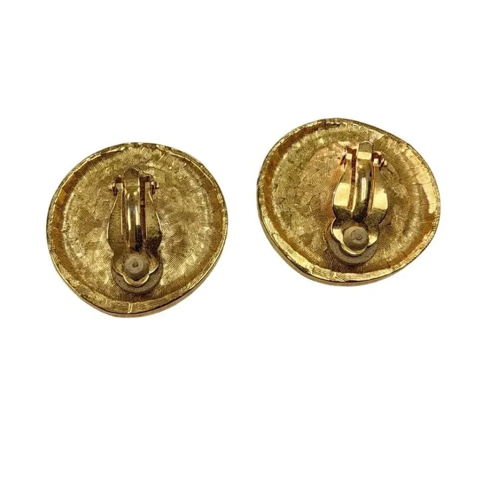 Vintage 60s-70s Clip-On Earrings Gold Tone - Picture 2 of 2